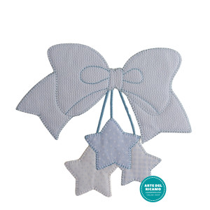 Iron-on Patch Bow with Stars - Light Blue